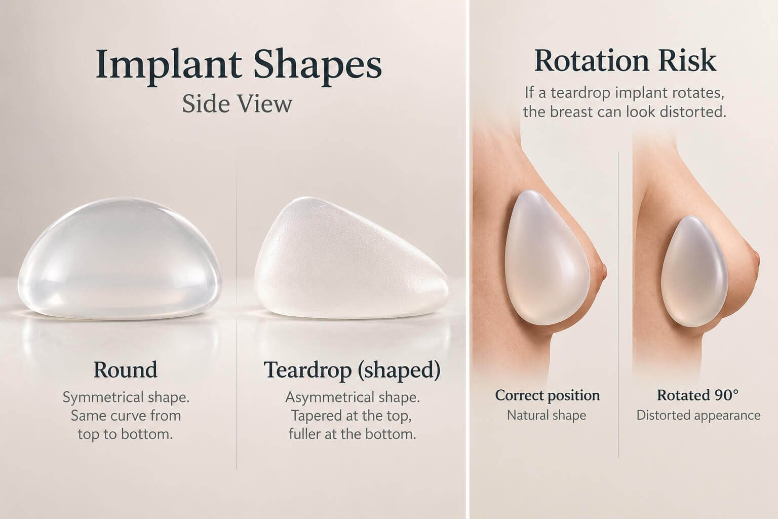 Comparing round and teardrop breast implants at a consultation in Paramus, NJ